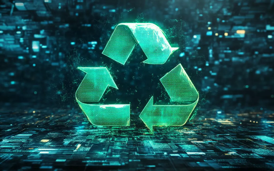 Le symbole du recyclage dans un environnement numérique